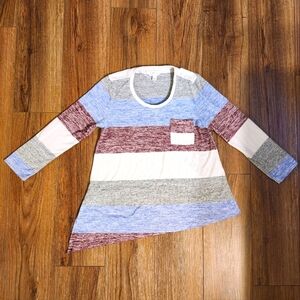 Anthropologie Market And Spruce Marled Striped Pocket Sweater